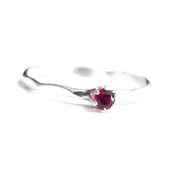 (2-15) 925 Sterling Silver Genuine 3mm Pink Ruby Gemstone Faceted Solitaire Ring - Picture 6 of 9